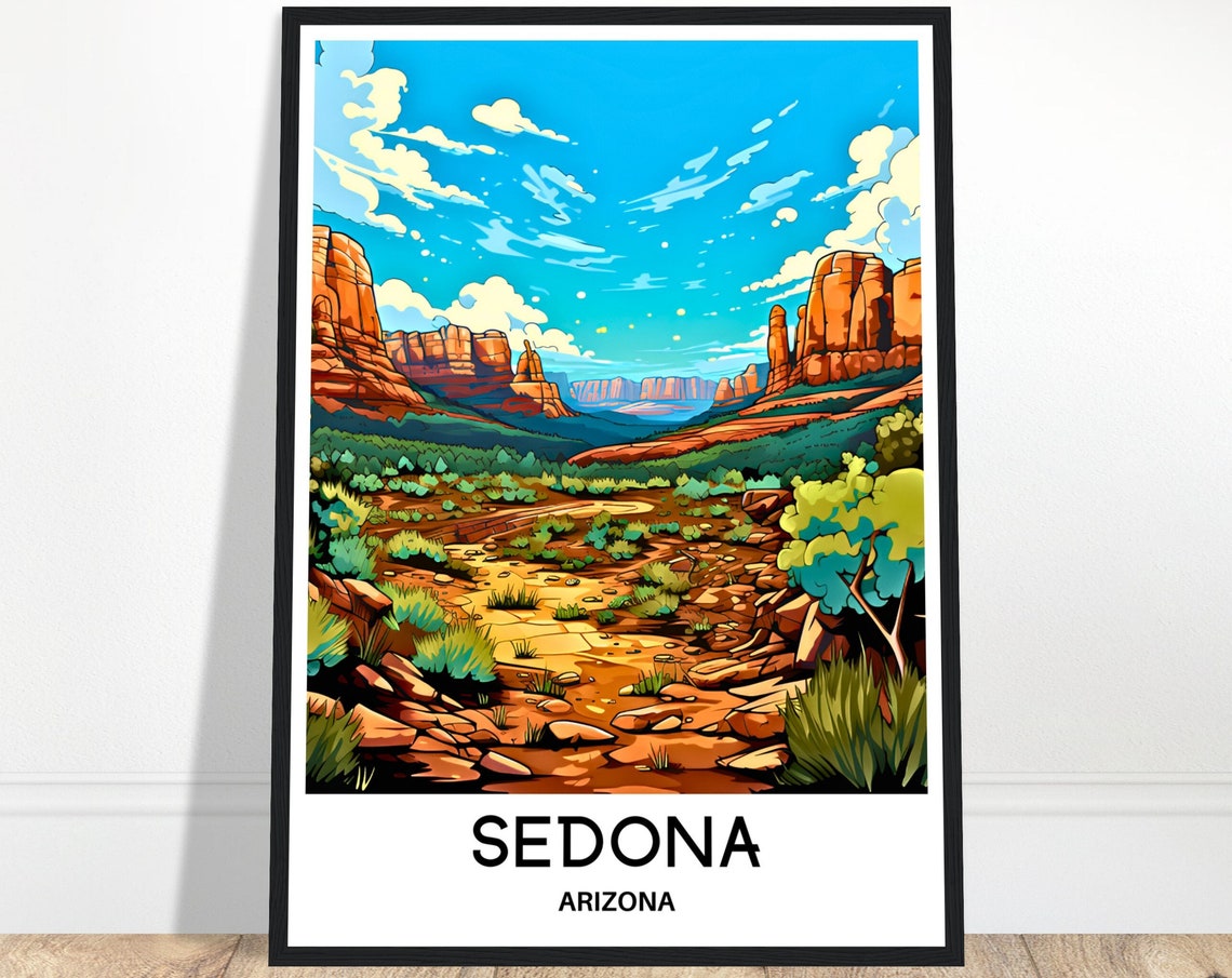 Sedona Arizona Desert Canyon Trail Red Rocks Daytime Travel Poster
