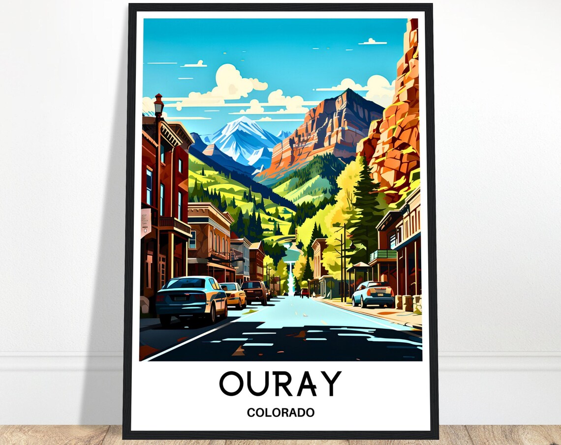 Ouray Travel Poster, Colorado City Illustration