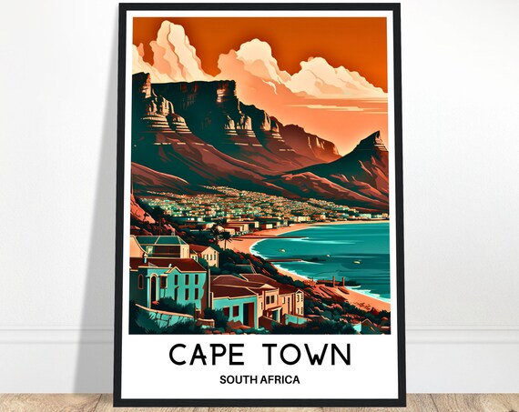 Cape Town Travel Poster Cape Town Travel Print Cape Town Art Print South Africa Travel Gift Cape Town South Africa Art Print Cape Town Gift