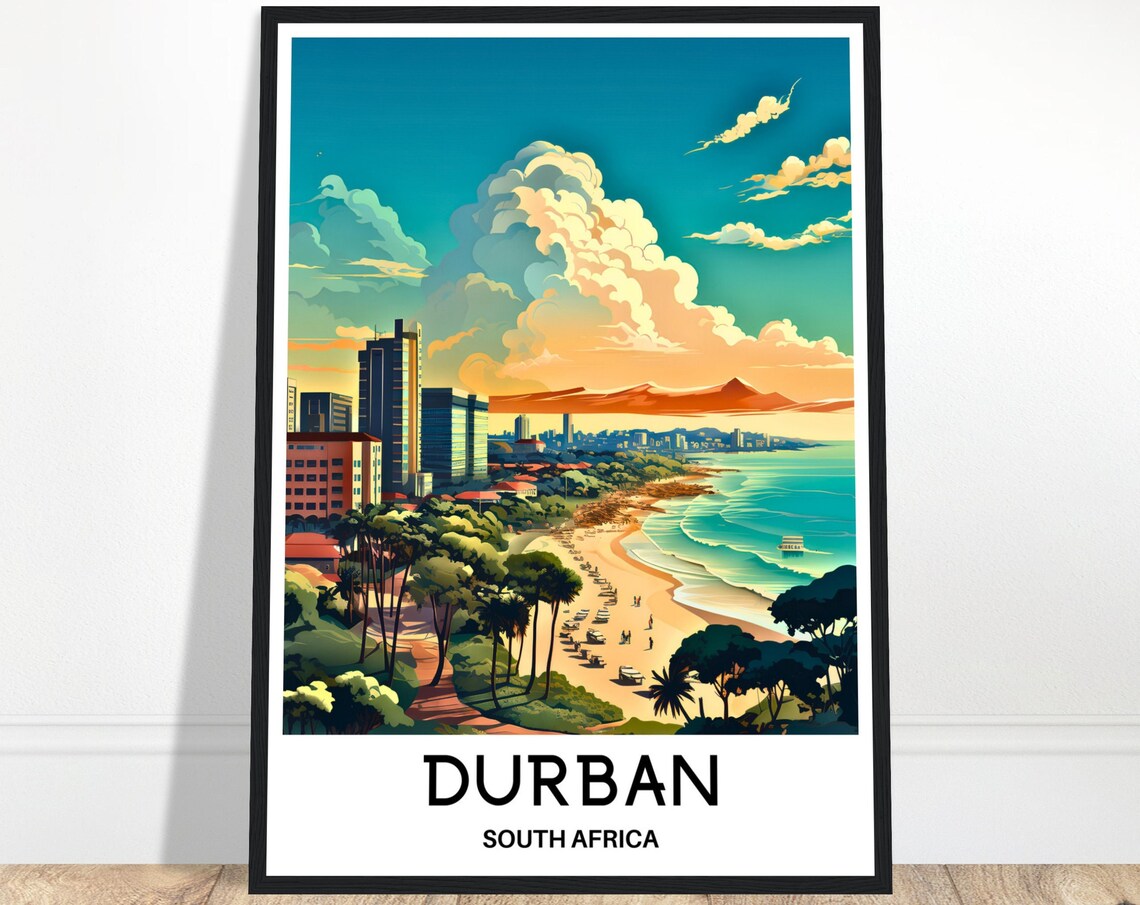 Durban Travel Poster, South African Wall Art