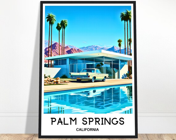 Palm Springs Travel Print Poster Art City Lover Gift Wall Hanging Illustration