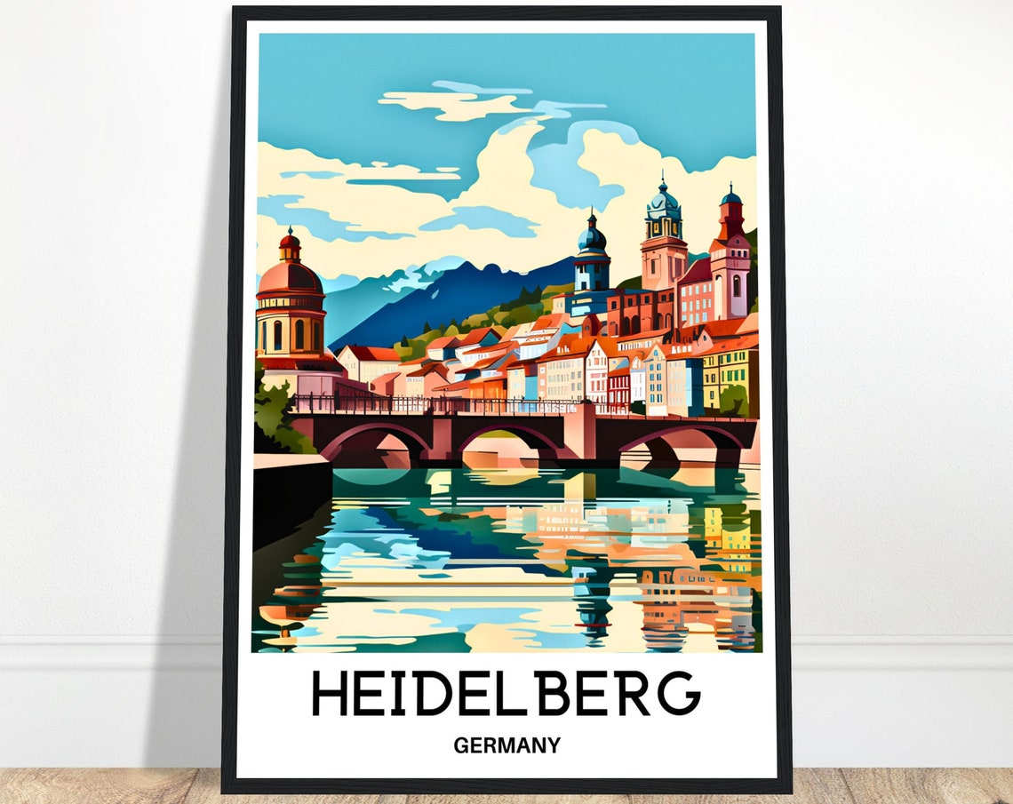Heidelberg Travel Poster Heidelberg Travel Print Heidelberg Germany Print Heidelberg Lover Gift Heidelberg Travel Gift Heidelberg Artwork