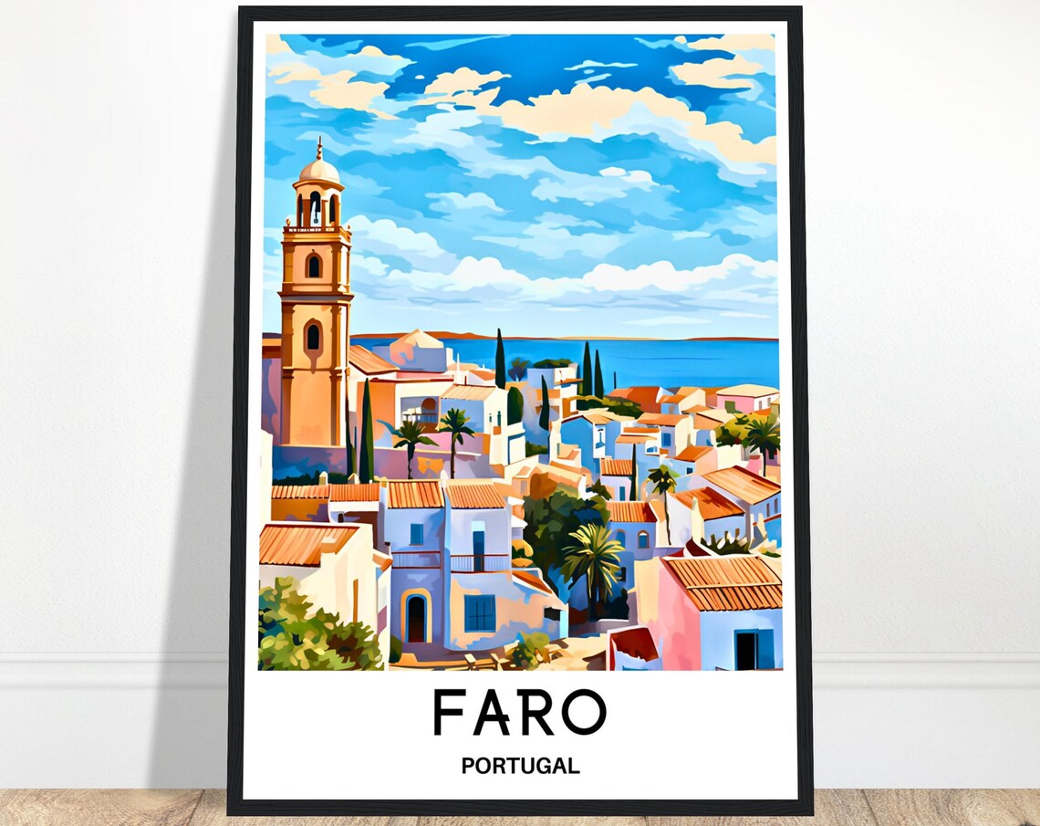 Faro Travel Poster, Portuguese Algarve Art Print