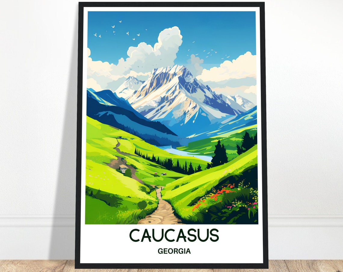 Georgia Travel Print Georgia Travel Poster Georgian Art Print Caucasus Mountain Lover Gift Georgia Wall Art Georgia Home Office Desk Decor