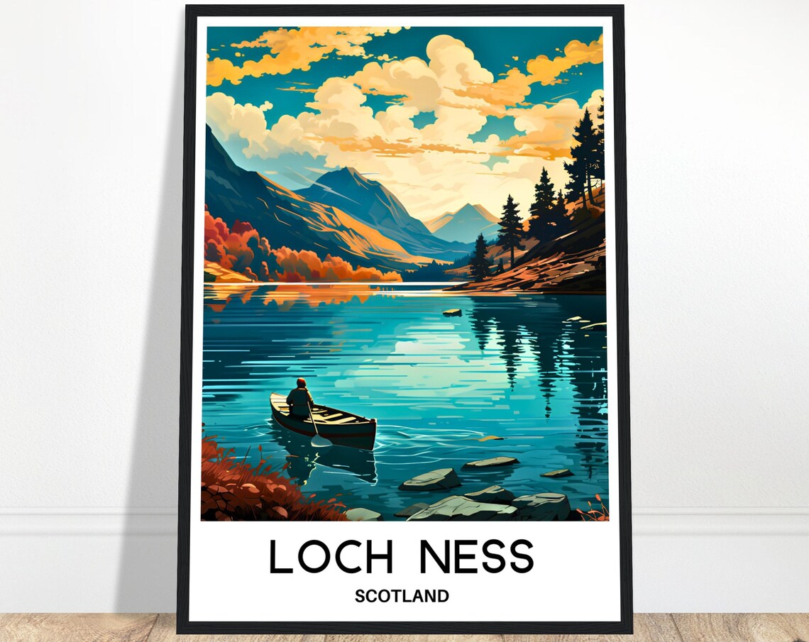 Loch Ness Travel Poster, Scotland Landscape Print