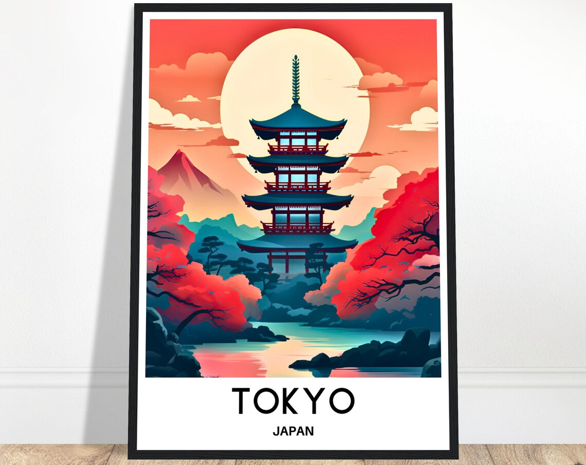 Tokyo Travel Poster, Japanese City Art Print