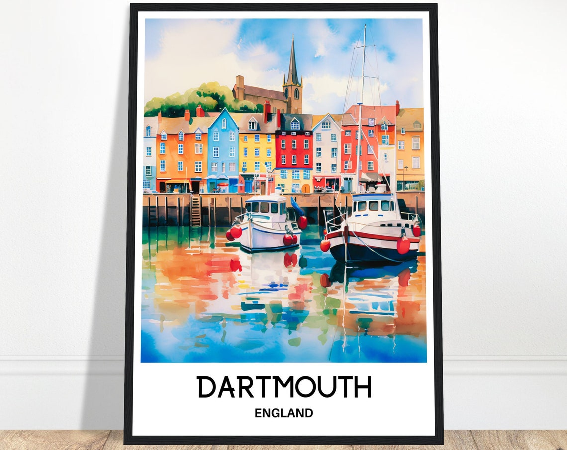 Dartmouth Watercolor Print Dartmouth Travel Poster English Art Print England Lover Gift Dartmouth Watercolour Painting Illustration Print