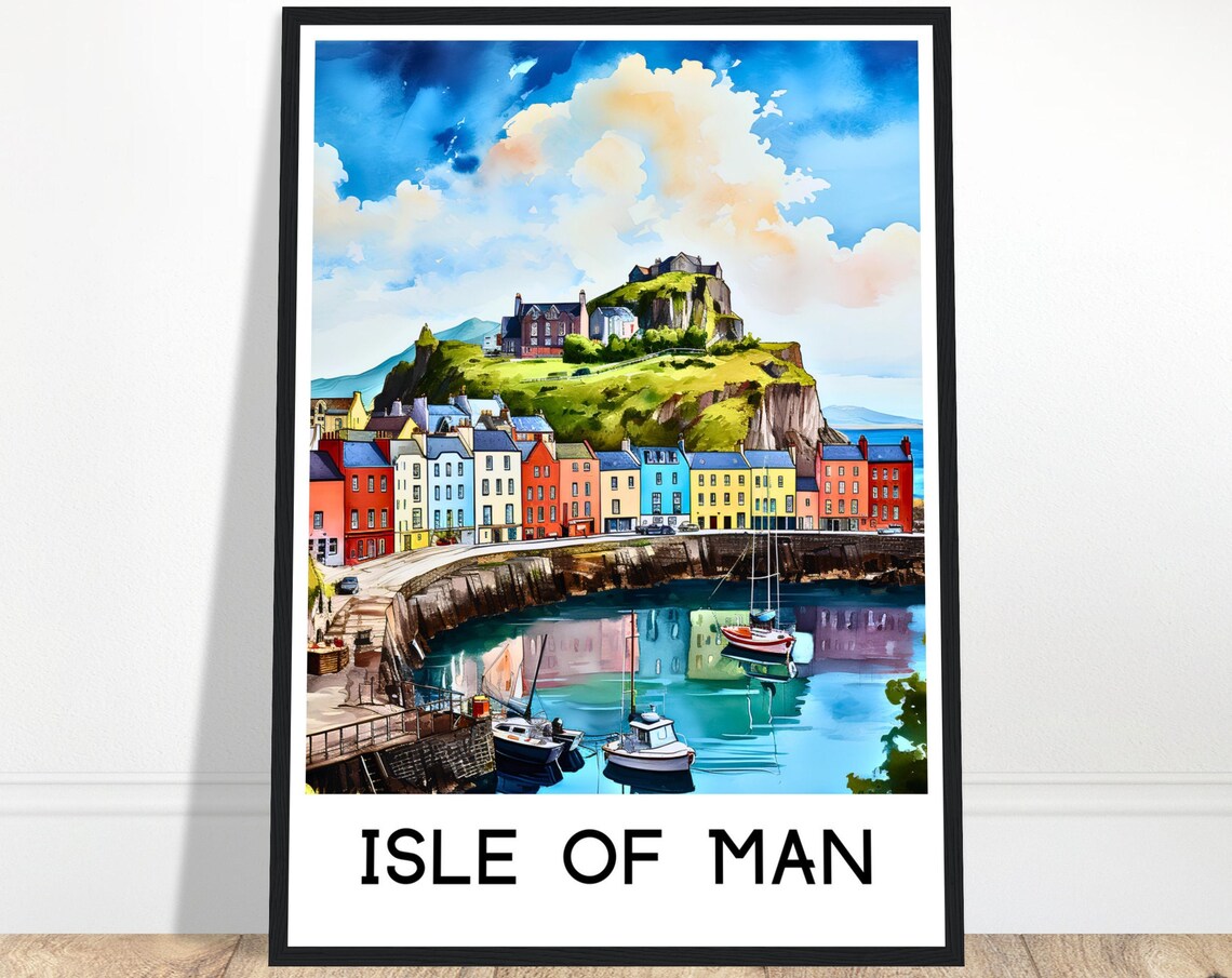Isle Of Man Watercolor Travel Poster, British Isles