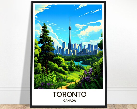 Toronto Travel Print Poster Canadian Art Canada Lover Gift Wall Hanging Home Office Desk Decor Illustration