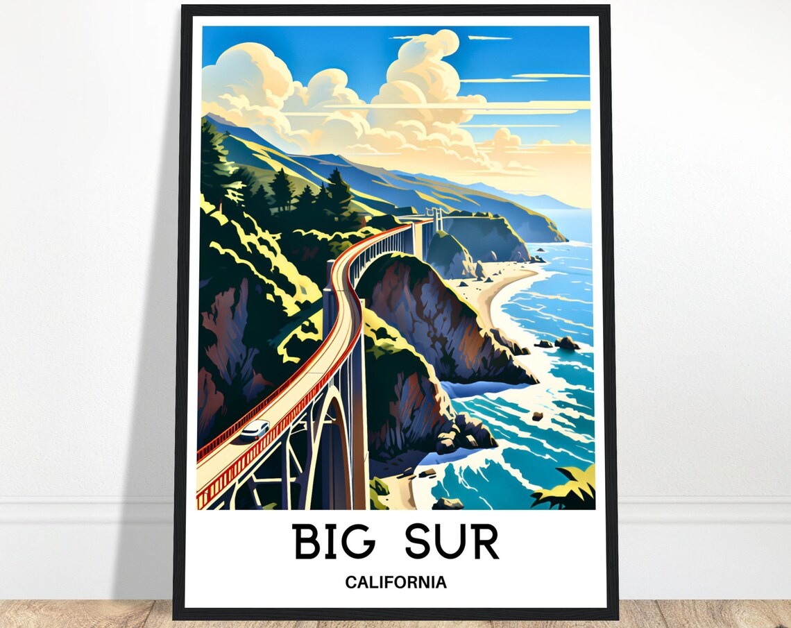 Big Sur California Coastal Highway Bridge Aerial View Poster
