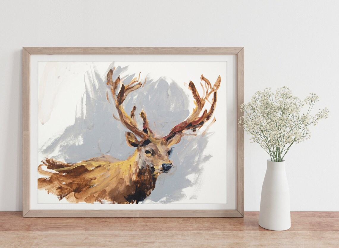 Stag Deer Painting Art Print by Katie Jobling