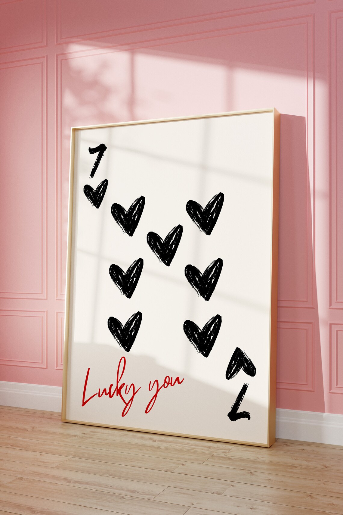 Lucky You 7 Of Hearts Retro Poster Print - Image 2