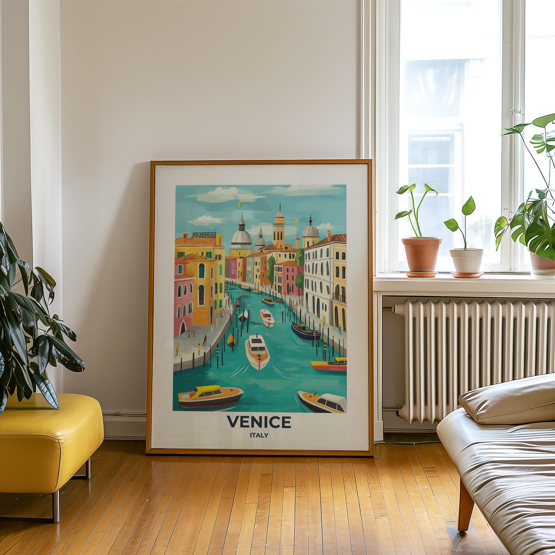 Venice Italy Grand Canal Travel Poster With Boats and Palazzi - Image 3