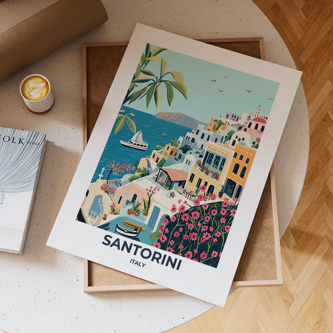 Santorini Travel Poster Santorini Poster Santorini Travel Print Santorini City Print Travel Print Travel Poster Santorini Wall Decor - Image 4