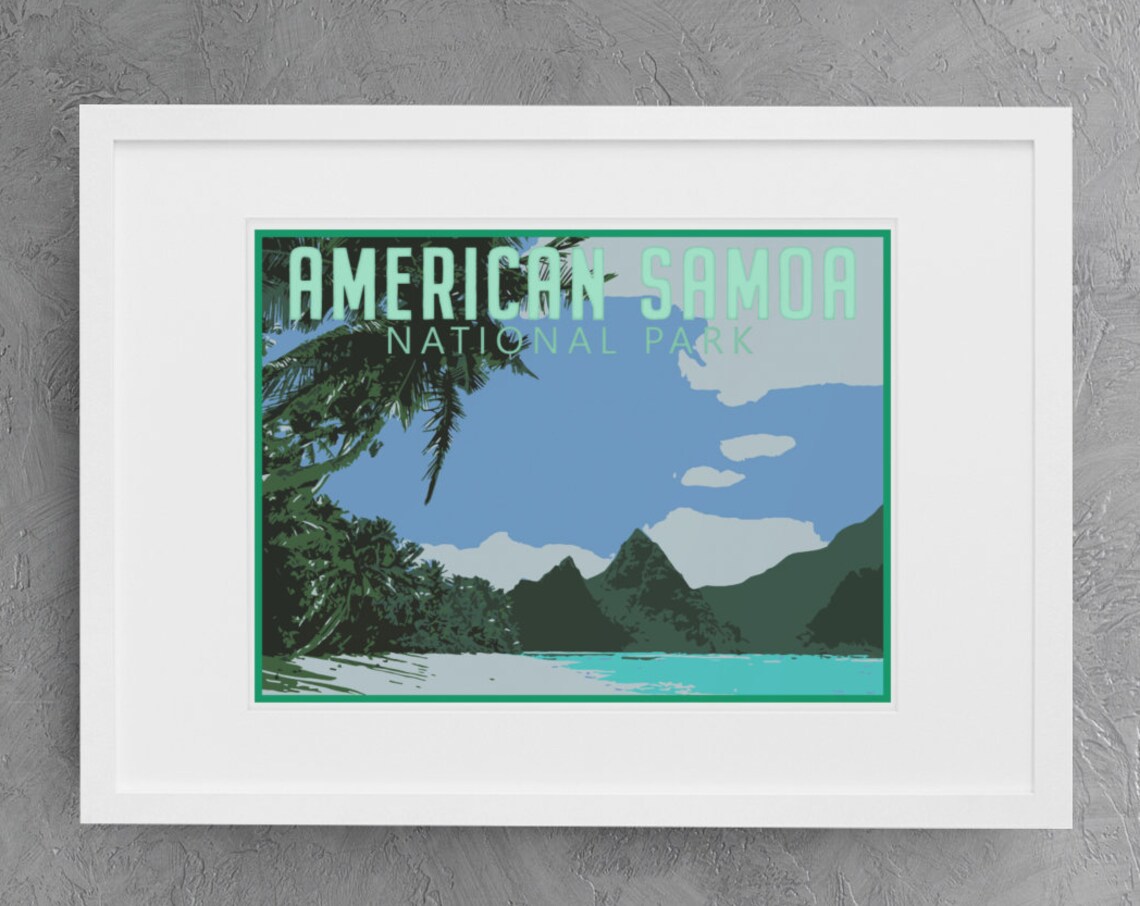 American Samoa National Park Tropical Beach Palms Lagoon Scenic Poster