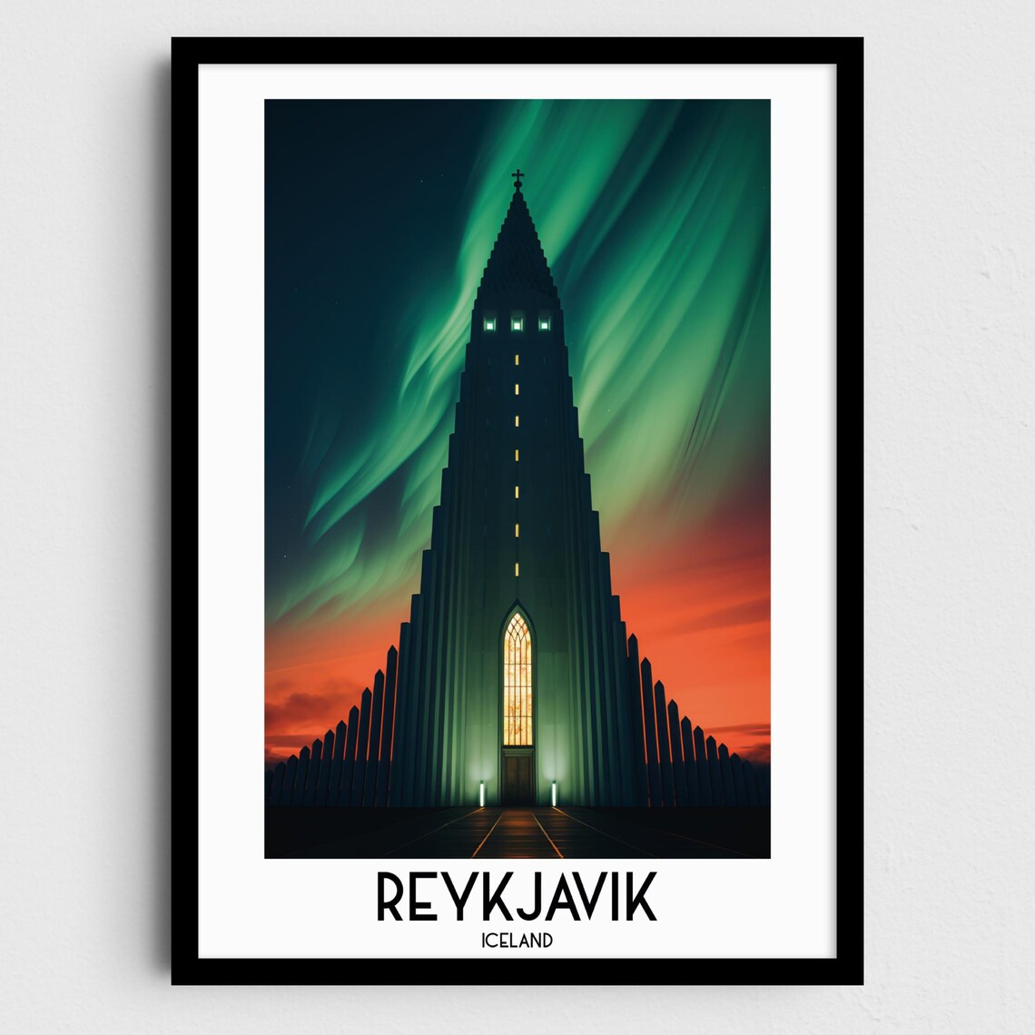 Reykjavik Travel Poster, Iceland Nordic Home Decor