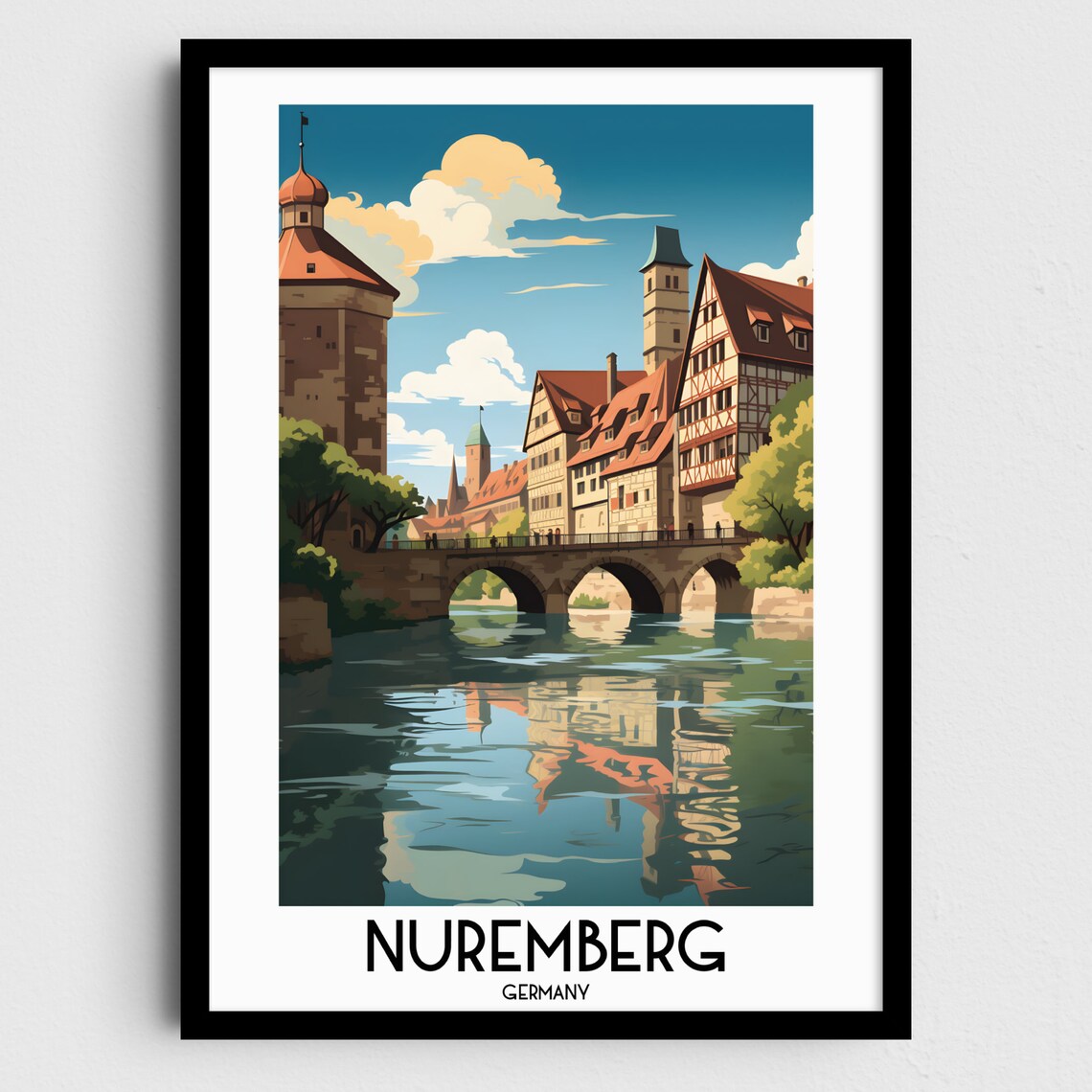 Nuremberg Travel Poster, Germany Europe Wall Art