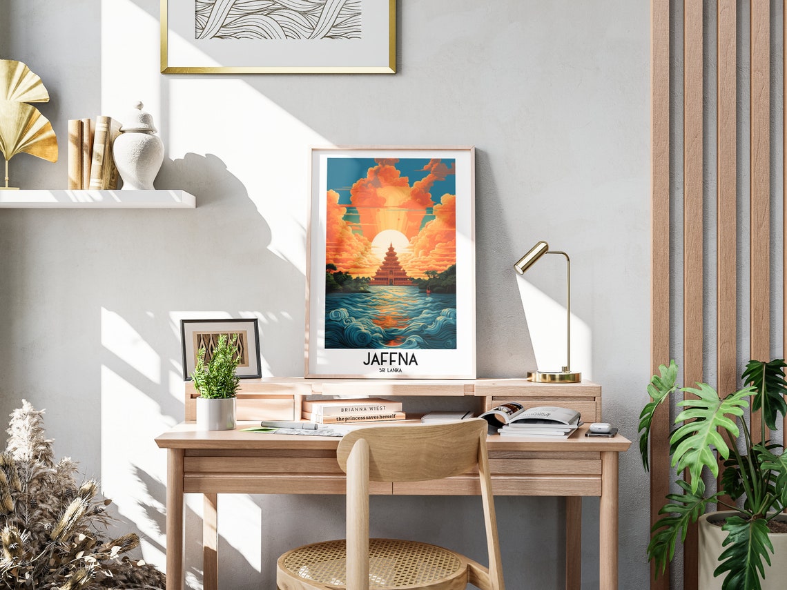 Jaffna Sri Lanka Hindu Temple Sunset Over Water Sacred Travel Poster - Image 3