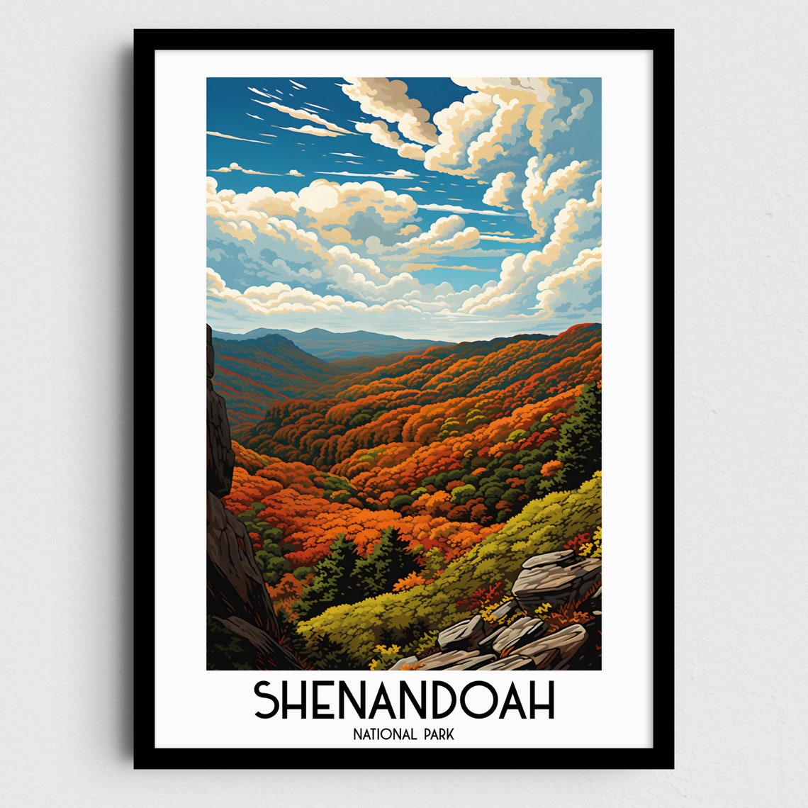 Shenandoah National Park Autumn Blue Ridge Blue Travel Poster