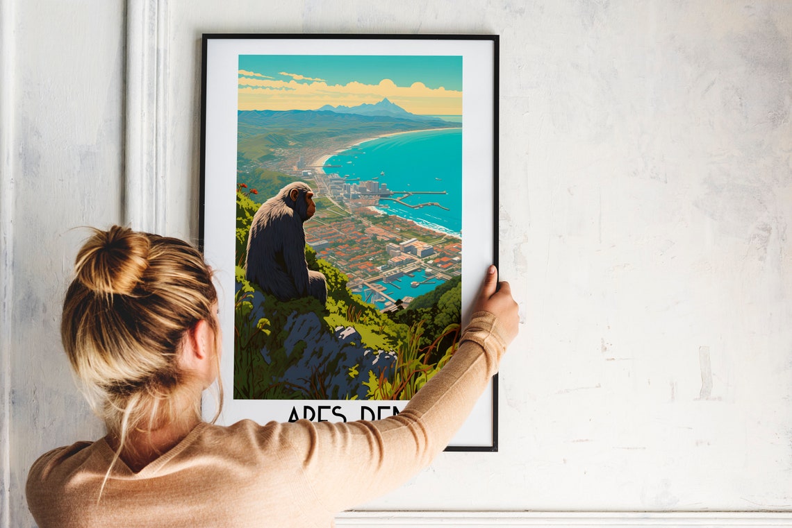 Apes Den Gibraltar Barbary Monkey Rock Bay View Scenery Poster - Image 2