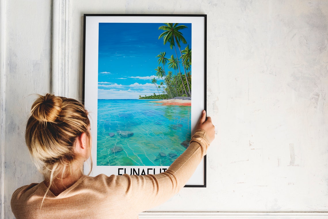 Funafuti Tuvalu Crystal Lagoon Palm Beach Palms Travel Poster - Image 2