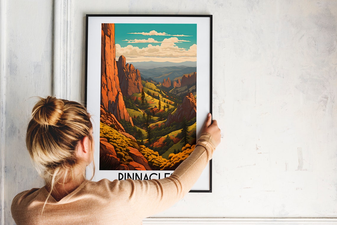 Pinnacles National Park Red Rock Spires Hills Desert Travel Poster - Image 2