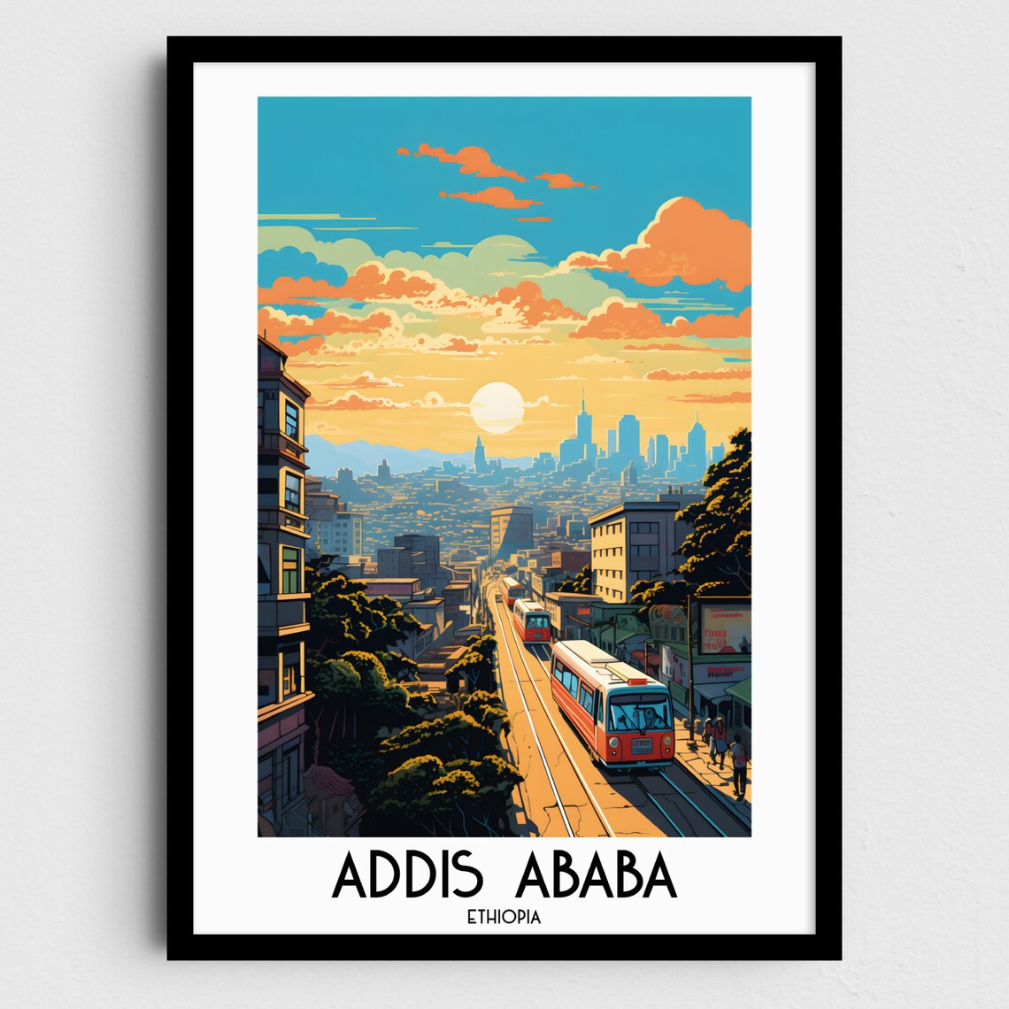 Addis Ababa Travel Poster, Ethiopia Home Decor
