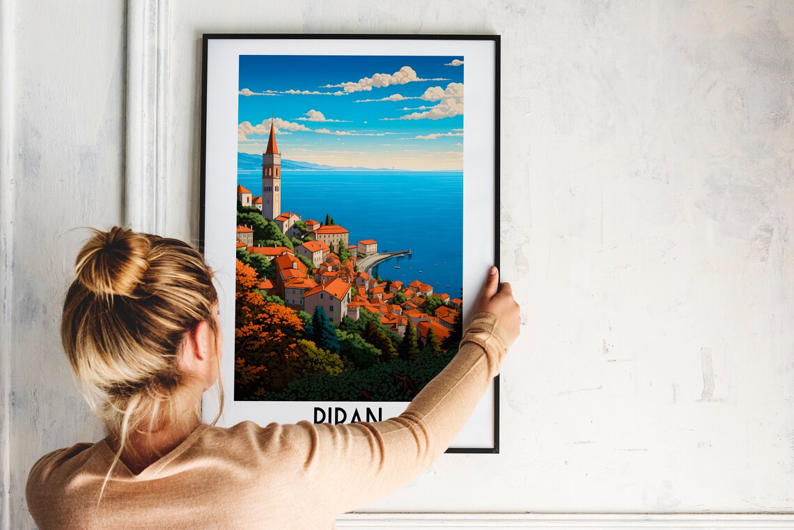 Piran Slovenia Church Tower Red Roofs Adriatic Bay Travel Poster - Image 2