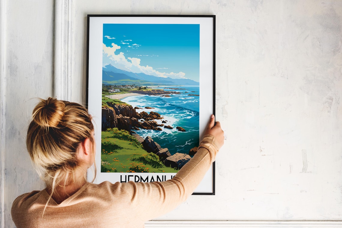 Hermanus South Africa Rocky Coastline Whale Coast Travel Poster - Image 2