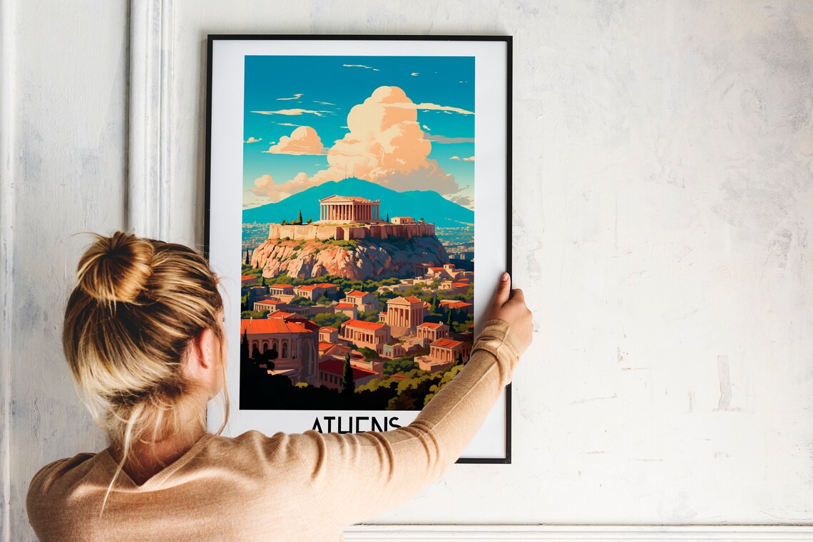 Athens Travel Poster, Greece Acropolis Wall Art - Image 2