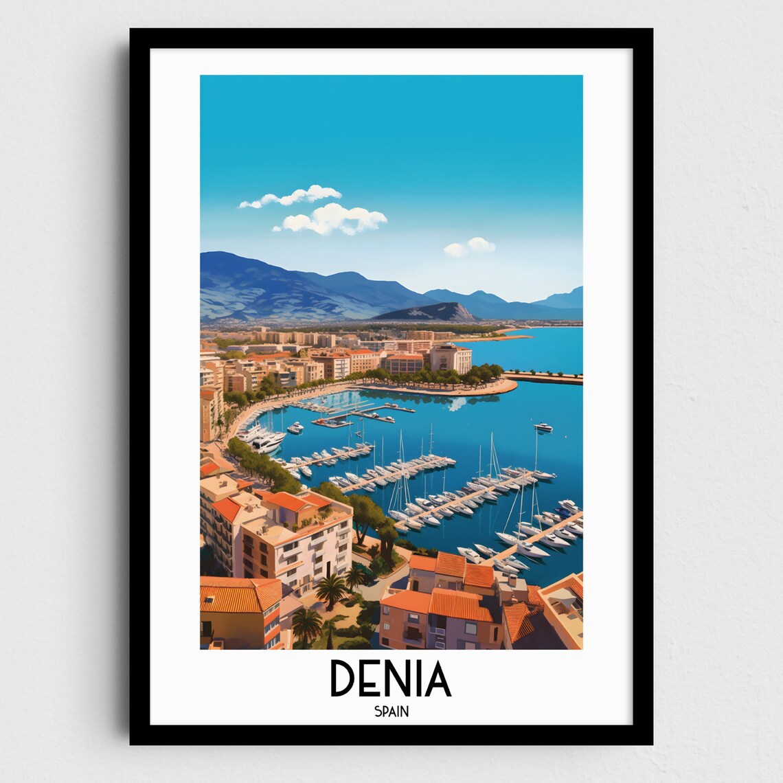 Denia Travel Poster, Spain Europe Home Decor