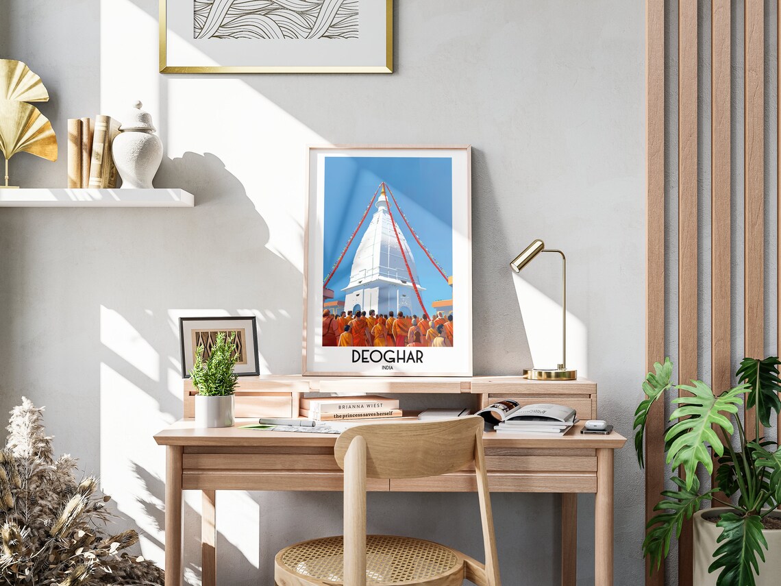 Deoghar India White Temple Spire Pilgrims Festival Travel Poster - Image 3