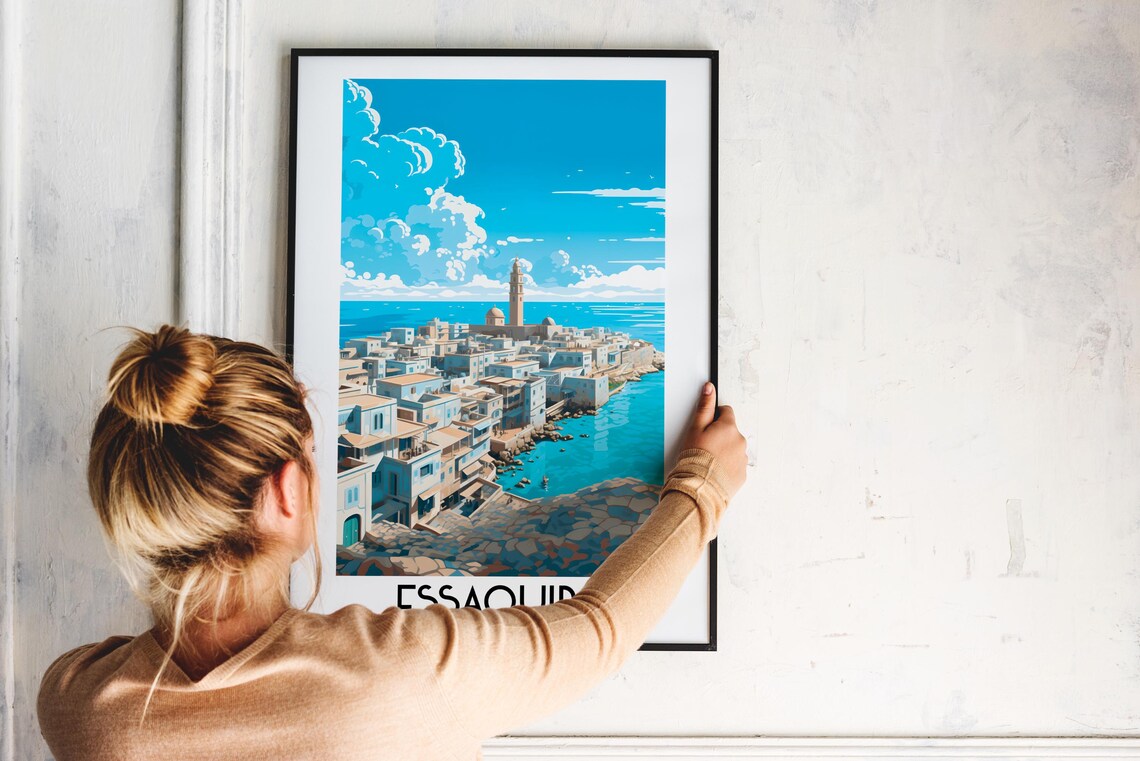 Essaouira Morocco Walled Coastal Medina Blue Sea Travel Art Poster - Image 2