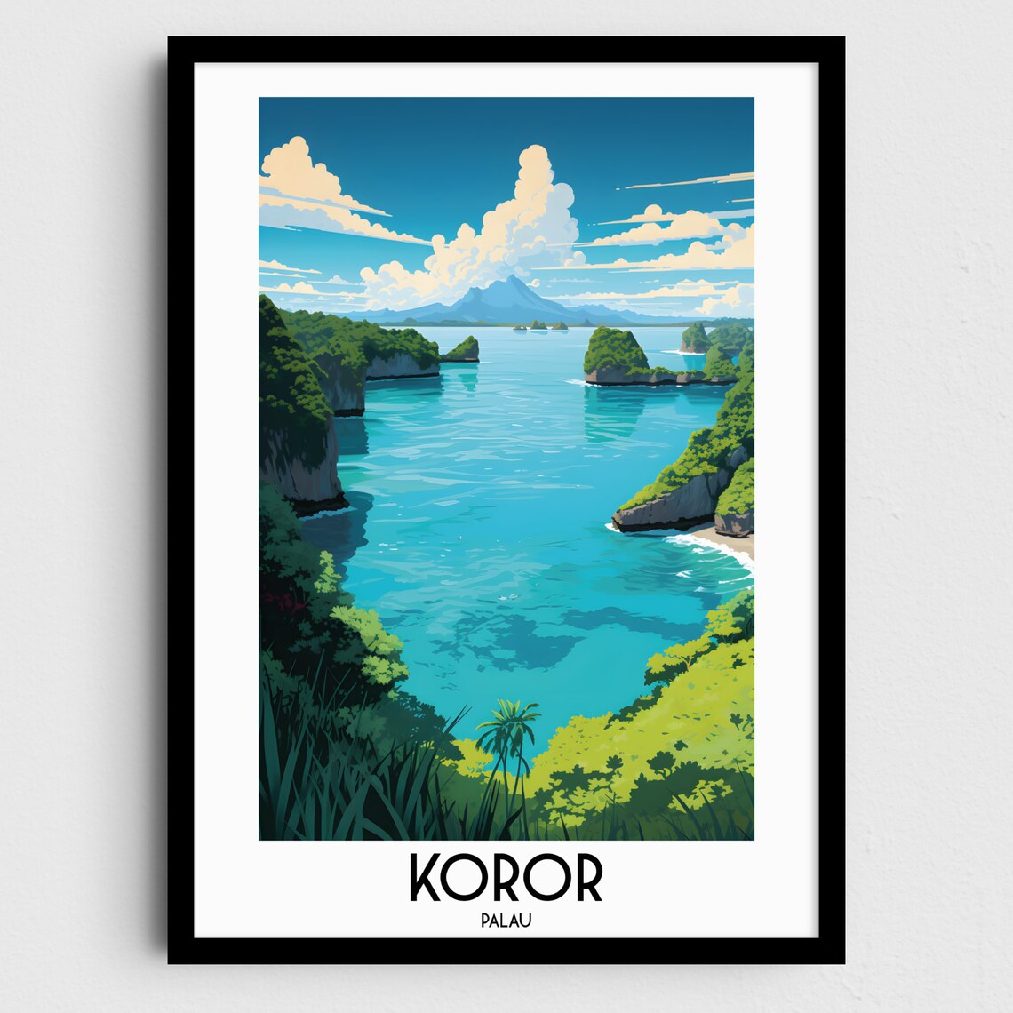 Koror Travel Poster, Palau Oceania Decor