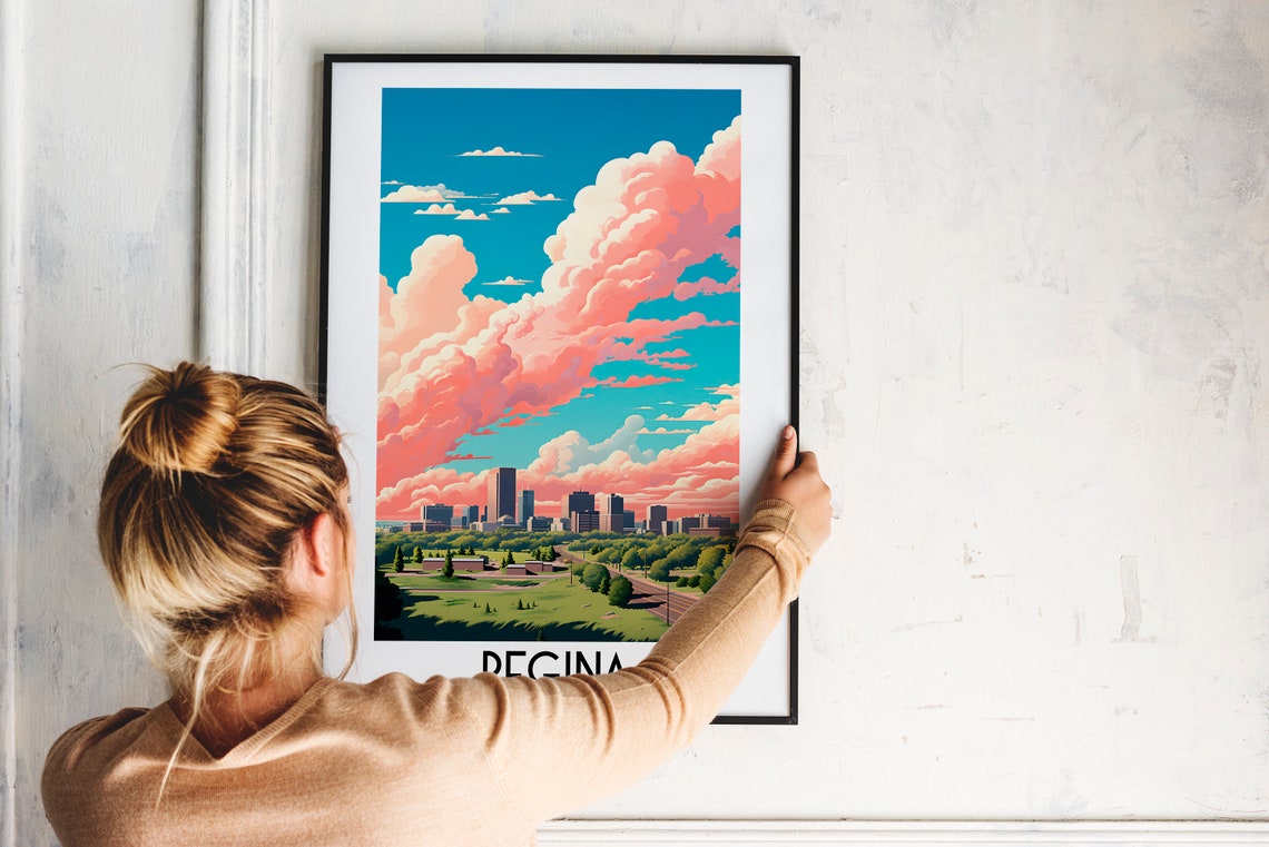 Regina Saskatchewan City Skyline Park Clouds Sunset View Poster - Image 2