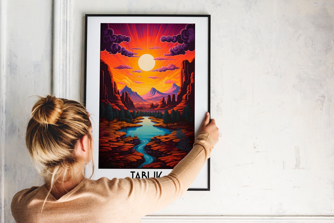 Tabuk Saudi Arabia Desert Canyon River Sunset Landscape Poster - Image 2