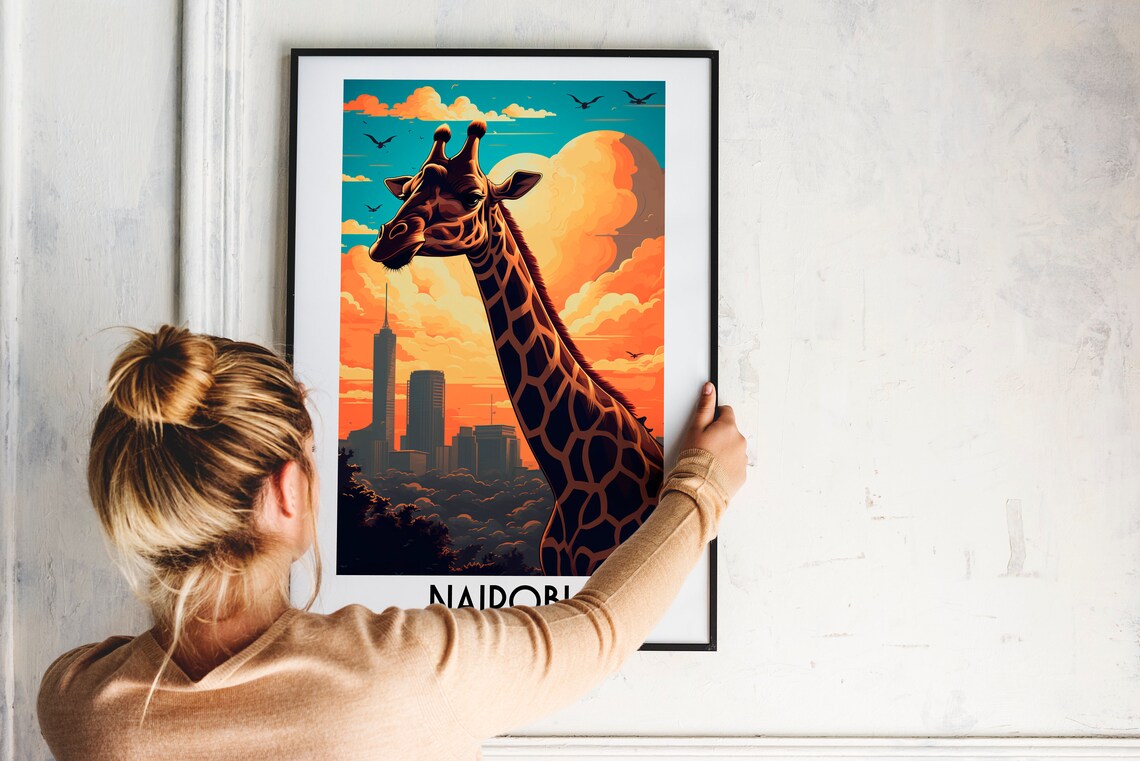 Nairobi Travel Poster, Kenya Giraffe Wall Art - Image 2