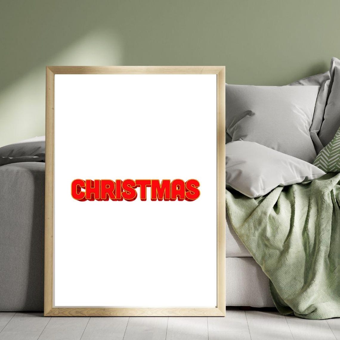 Bold Red 3D CHRISTMAS Block Letters Minimalist Holiday Poster - Image 3