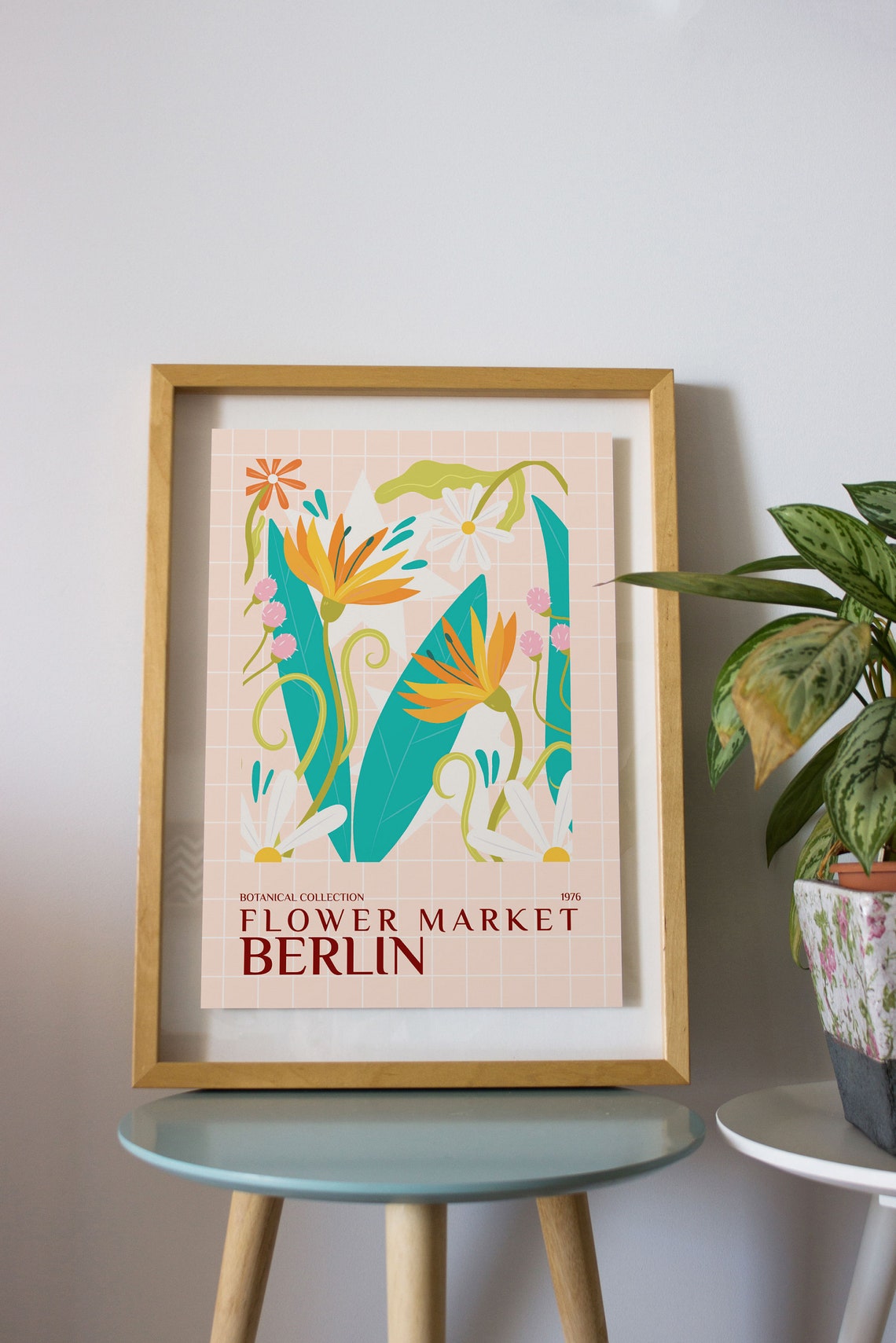 Flower Market Berlin 1976 Botanical Collection Retro Floral Poster
