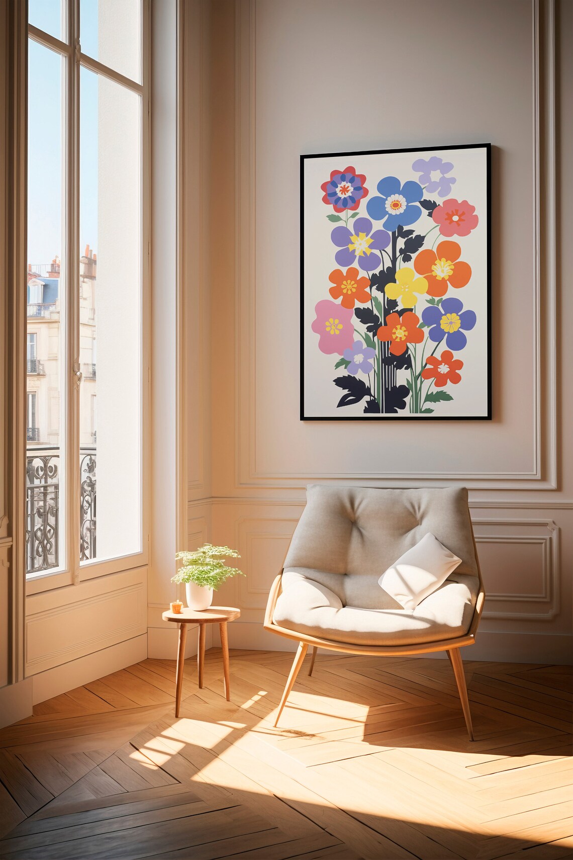 Colorful Mid Century Wildflower Bouquet Bold Floral Art Poster - Image 2