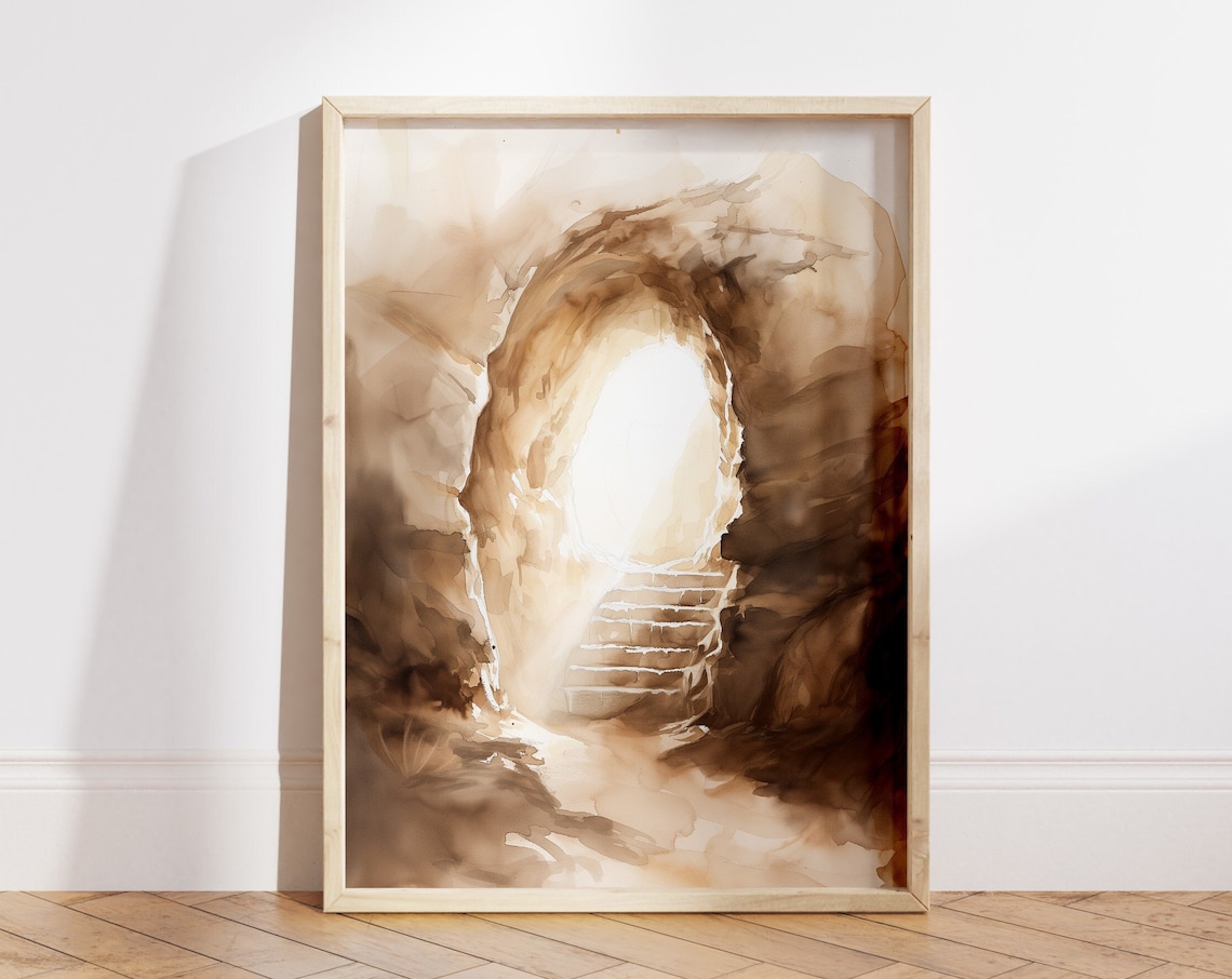 He Is Risen Watercolor Christian Art Print