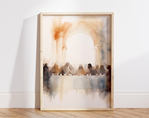 The Last Supper Soft Watercolor Modern Christian Faith Art Print