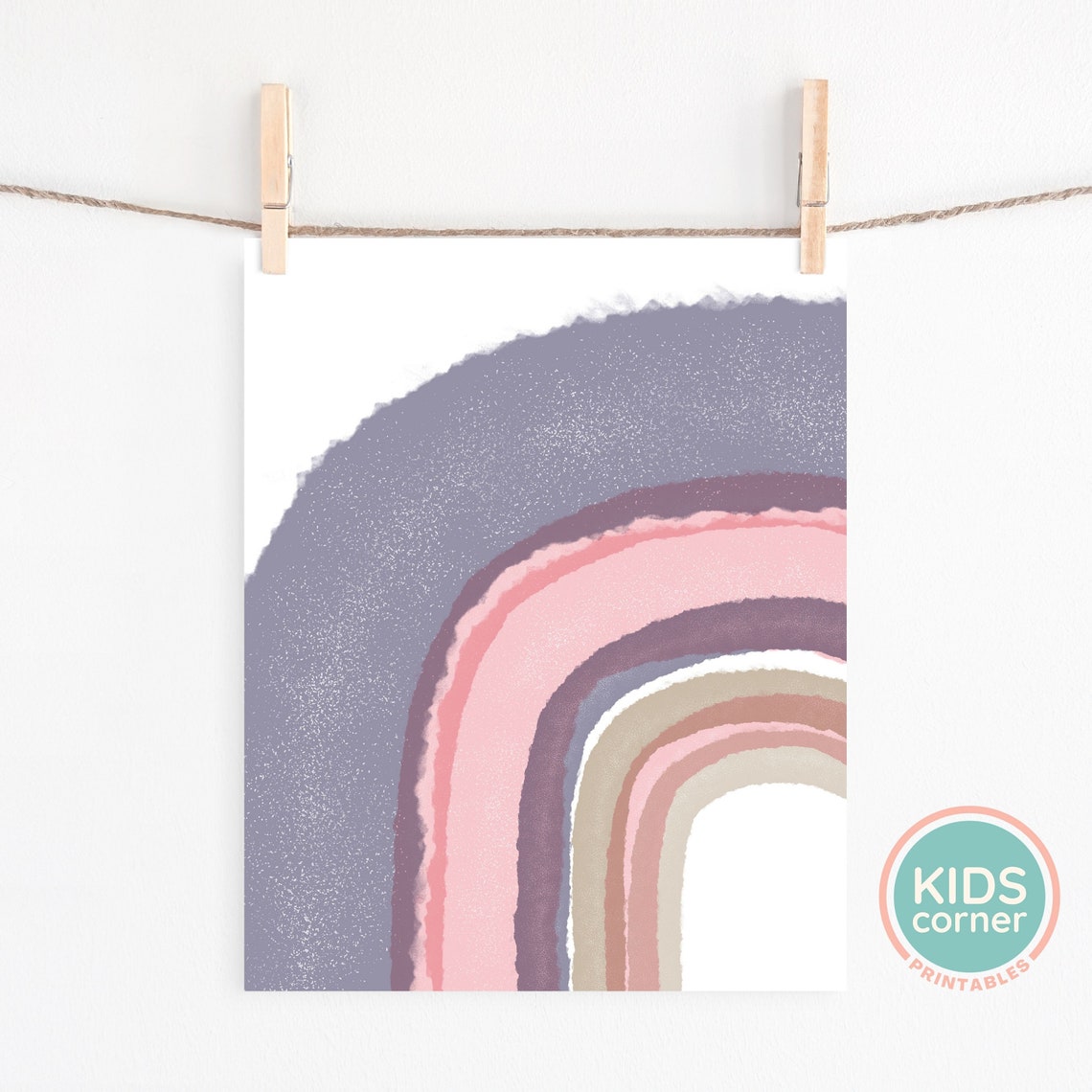 Muted Pastel Rainbow Watercolor Arches Nursery Wall Decor Print - Image 2