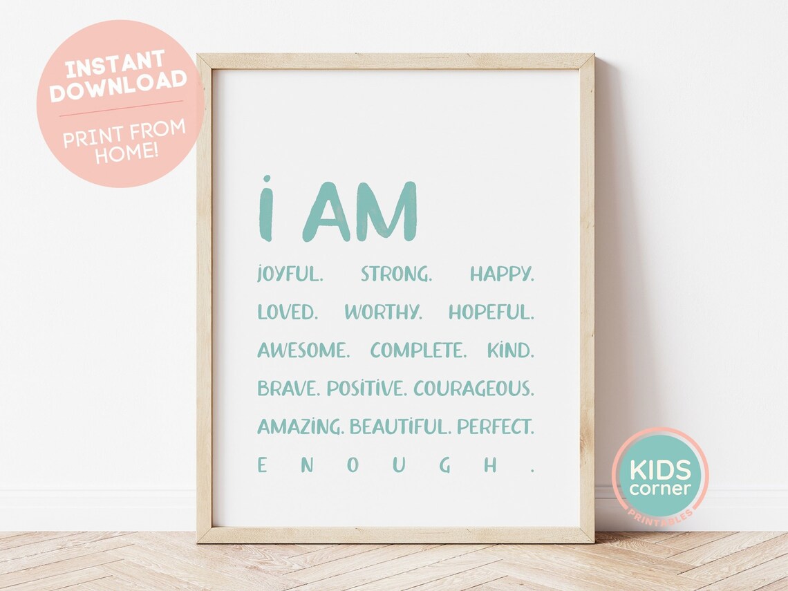I Am Affirmations Kids Corner Wall Art Print