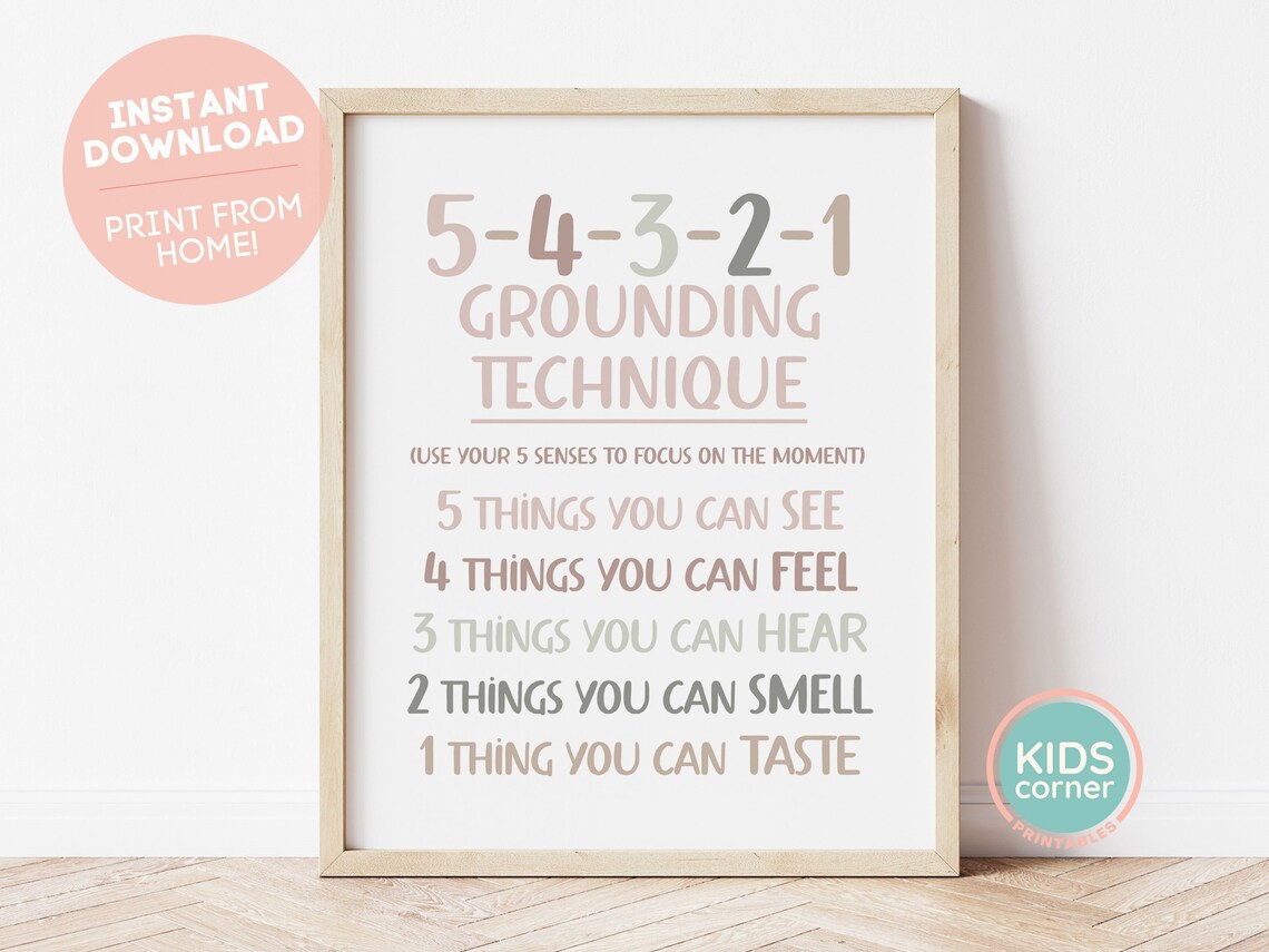 5 4 3 2 1 Grounding Technique Mindfulness Art Print