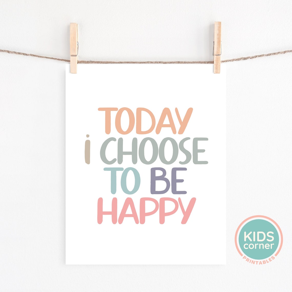 Today I Choose To Be Happy Boho Pastel Positivity Quote Poster - Image 2