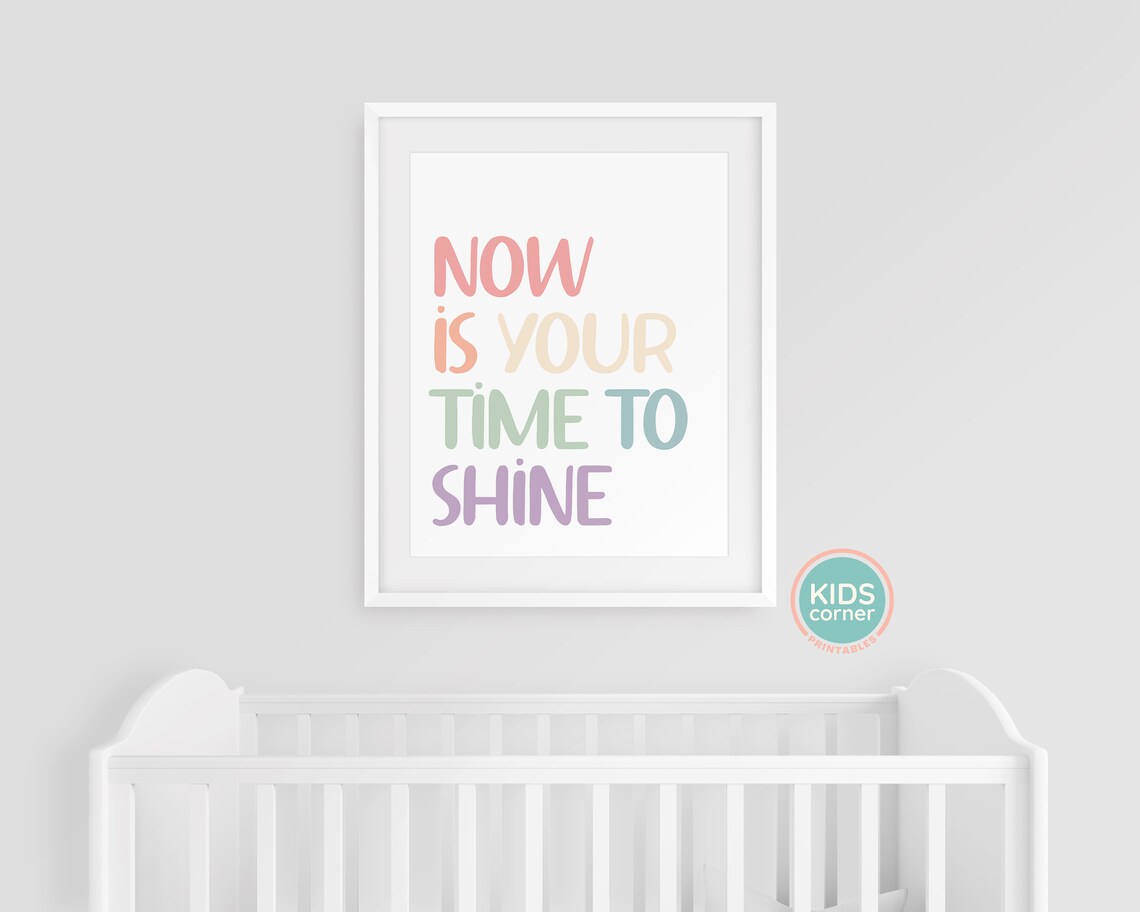 Now Is Your Time To Shine Pastel Rainbow Motivational Kids Poster - Image 3