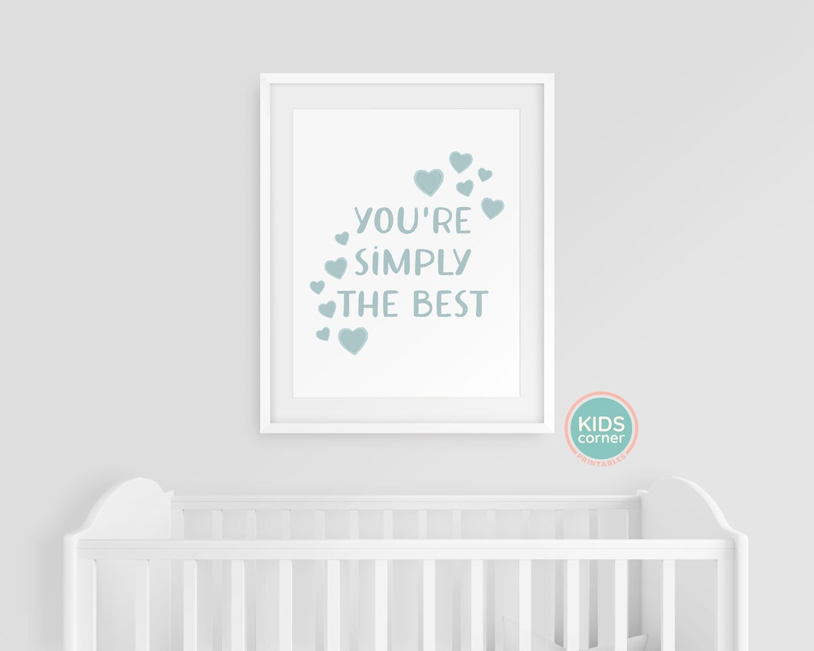 You Are Simply The Best Sage Heart Kids Watercolor Affirmation Poster - Image 3