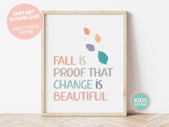Fall Is Proof That Change Is Beautiful Autumn Leaves Quote Poster