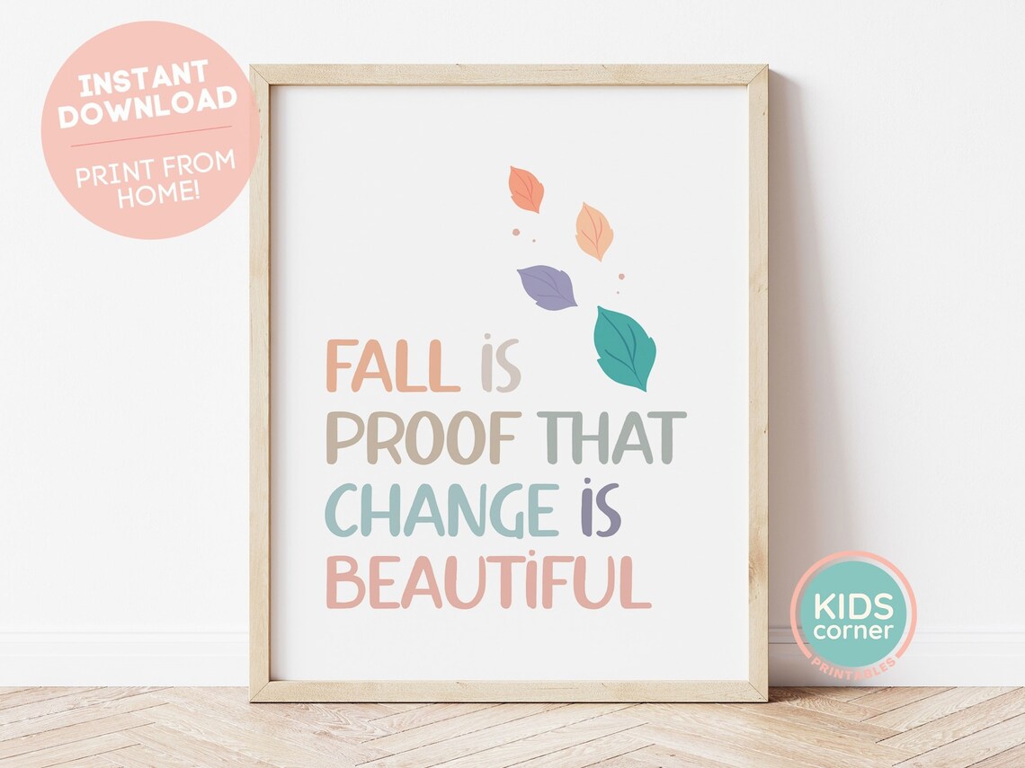 Fall Is Proof That Change Is Beautiful Autumn Leaves Quote Poster